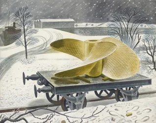 Hélice de navire sur un wagon de chemin de fer